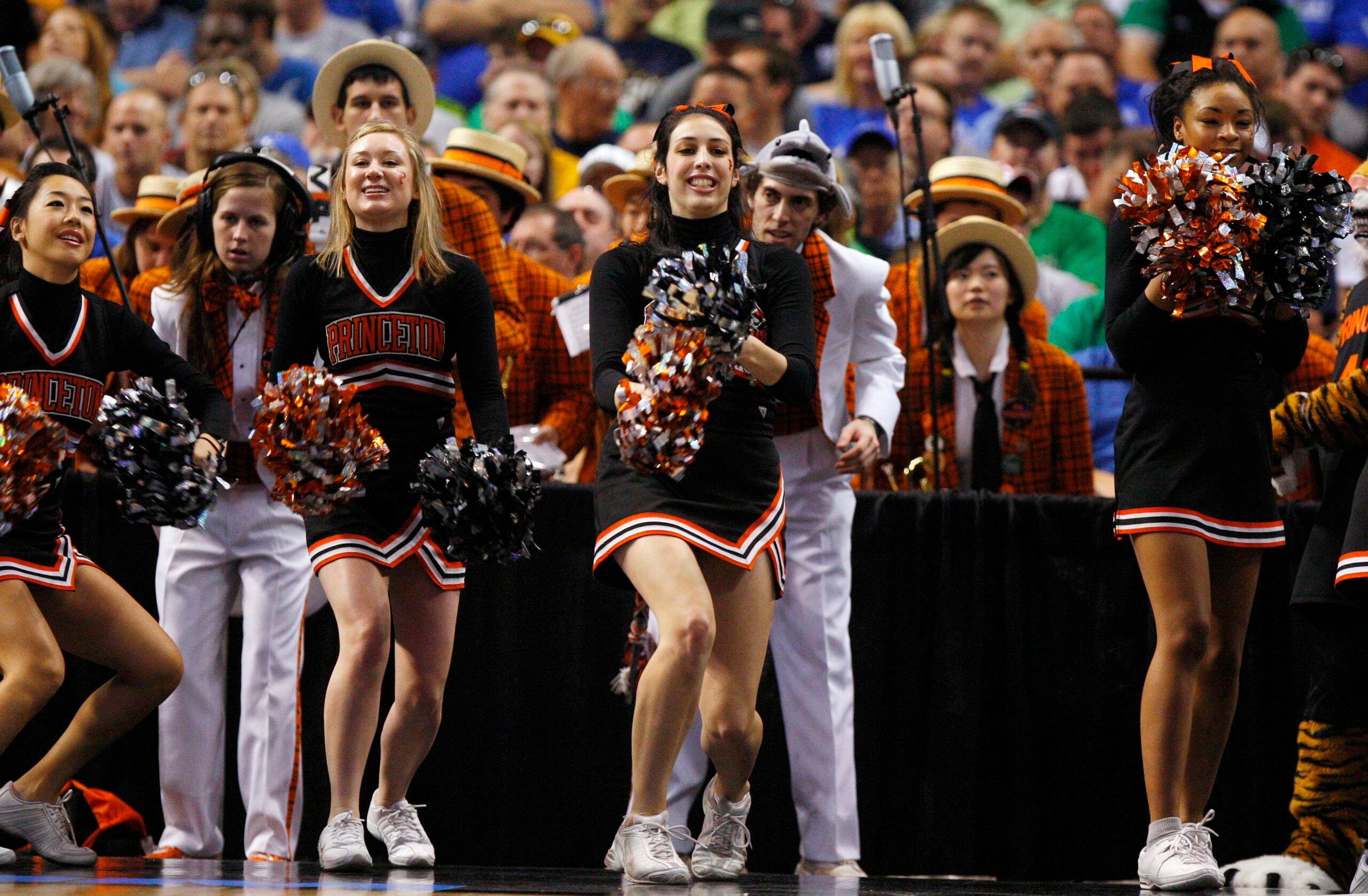 Mar 17, 2011; Tampa, FL, USA; Princeton Tigers cheerleaders in the second half against the Kentucky Wildcats during the second round of the 2011 NCAA men's basketball tournament at the St. Pete Times Forum. Kentucky won 59-57. Mandatory Credit: Kim Klement-Imagn Images
