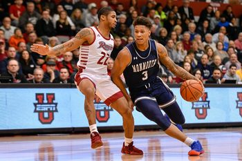Monmouth's Deion Hammond looks to drive against Rider on Friday night in Lawrenceville.

Mens Basketball At Rider 016