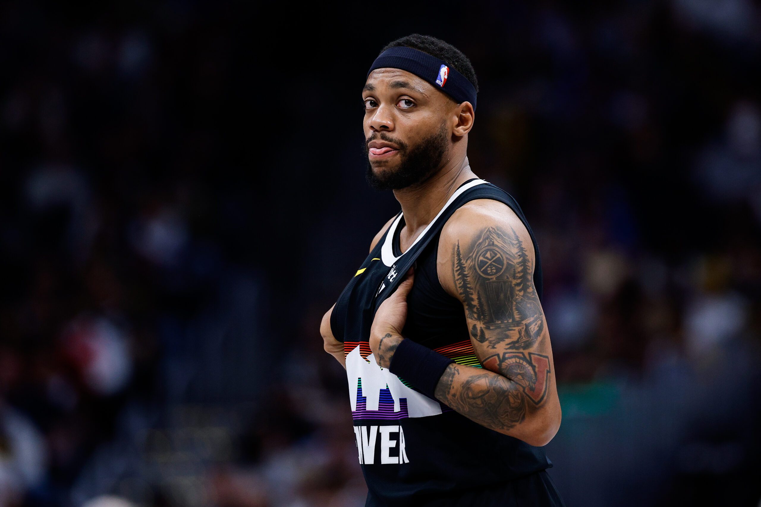 Jan 30, 2026; Denver, Colorado, USA; Denver Nuggets guard Bruce Brown (11) in the fourth quarter against the Los Angeles Clippers at Ball Arena. Mandatory Credit: Isaiah J. Downing-Imagn Images