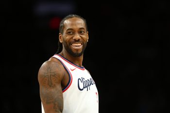 Feb 1, 2026; Phoenix, Arizona, USA; Los Angeles Clippers forward Kawhi Leonard (2) smiles against the Phoenix Suns in the second half at Mortgage Matchup Center. Mandatory Credit: Mark J. Rebilas-Imagn Images