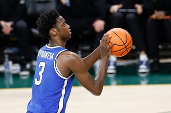 Feb 10, 2026; Waco, Texas, USA;  BYU Cougars forward AJ Dybantsa (3) shoots a free throw during the second half against the Baylor Bears at Paul and Alejandra Foster Pavilion. Mandatory Credit: Chris Jones-Imagn Images