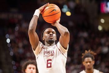 Florida State Seminoles guard Robert McCray V. (6) shoots a free-throw. The Virginia Cavaliers defeated the Florida State Seminoles 61-58 at the Tucker Civic Center on Tuesday, Feb. 10, 2026.