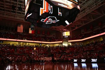 Feb 11, 2026; Lubbock, Texas, USA;  A general view of United Supermarkets Arena during a time out in the second half of the game between the Colorado Buffaloes and the Texas Tech Red Raiders. Mandatory Credit: Michael C. Johnson-Imagn Images