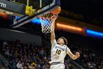 Feb 25, 2026; Berkeley, California, USA; California Golden Bears guard Justin Pippen (10) shoots the ball against the SMU Mustangs during the second half at Haas Pavilion. Mandatory Credit: Robert Edwards-Imagn Images