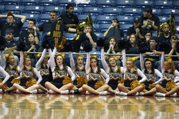 Mar 20, 2009;Dayton, Oh, USA; East Tennessee State Buccaneers cheerleaders on the baseline against the Pittsburgh Panthers during the first round of the 2009 NCAA mens basketball tournament at University of Dayton Arena. Mandatory Credit: Photo By Matthew Emmons-Imagn Images