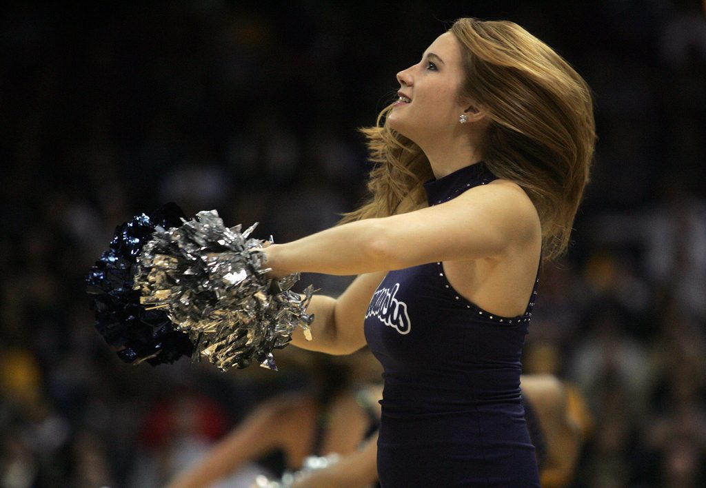 Dec 30, 2011; Norfolk, VA, USA; A Old Dominion Monarchs cheerleader preforms during a time out against the Missouri Tigers at the Ted Constant Convocation Center. Mandatory Credit: Peter Casey-Imagn Images