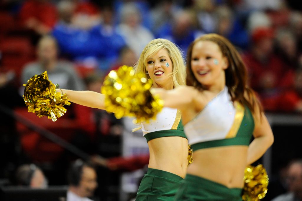 Mar 8, 2012; Las Vegas, NV, USA; Colorado State Rams cheerleaders performs during the second half against the TCU Horned Frogs of the first round of the 2012 Mountain West Tournament at the Thomas & Mack Center. The Rams defeated the Horned Frogs 81-60. Mandatory Credit: Ron Chenoy-Imagn Images