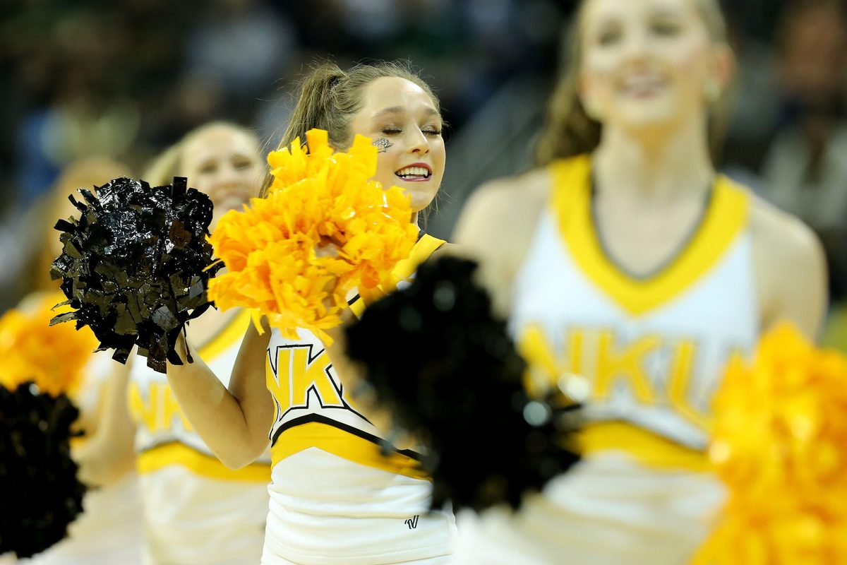 Norse cheerleaders perform during a timeout in the first half.
Wright State Raiders At Northern Kentucky Norse 01 11 2019