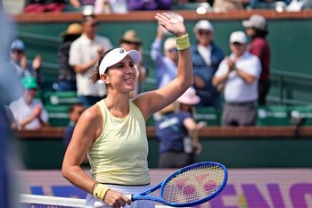 Belinda Bencic defeated Coco Gauff in a fourth-round match on Stadium 1 at the BNP Paribas Open in Indian Wells, Calif., on Wed., March 12, 2025.