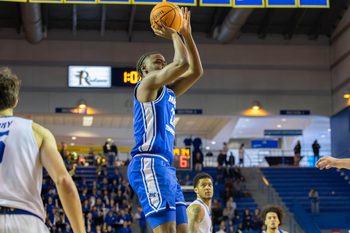 Middle Tennessee guard Kamari Lands (22) shoots during the NCAA college basketball game against the Delaware Hens on Saturday, Feb. 7, 2026, at The Bob Carpenter Sports Convocation Center in Newark, Delaware.Middle Tennessee guard Kamari Lands (22) shoots during the NCAA college basketball game against the Delaware Hens on Feb. 7, 2026, at The Bob Carpenter Center in Newark.