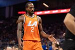 Mar 2, 2026; San Francisco, California, USA; Los Angeles Clippers forward Kawhi Leonard (2) walks back to the bench during the third quarter against the Golden State Warriors at Chase Center. Mandatory Credit: D. Ross Cameron-Imagn Images