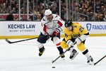 Mar 7, 2026; Boston, Massachusetts, USA; Boston Bruins center Elias Lindholm (28) skates against Washington Capitals left wing Alex Ovechkin (8) during the first period at the TD Garden. Mandatory Credit: Brian Fluharty-Imagn Images