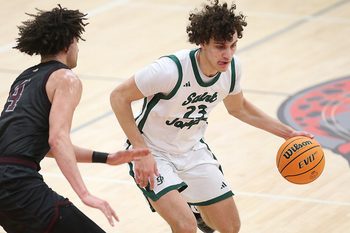 St. Joseph's Andrew Kretkowski dribbles against St. Peter's Prep in the boys basketball South Non-Public A championship game Monday, March 9.