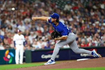 Mar 10, 2026; Houston, TX, United States; Italy starting pitcher Michael Lorenzen (24) pitches against United States in the first inning at Daikin Park. Mandatory Credit: Thomas Shea-Imagn Images