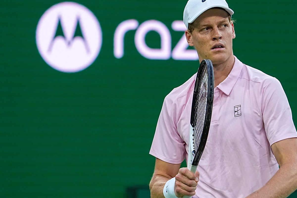 Jannik Sinner celebrates a point in their fourth-round match at the BNP Paribas Open in Indian Wells, Calif., Tuesday, March 10, 2026.