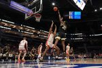 Mar 11, 2026; Charlotte, NC, USA; Wake Forest Demon Deacons forward Tre'von Spillers (25) takes a jump shot over Clemson Tigers forward RJ Godfrey (0) during the second half at Spectrum Center. Mandatory Credit: Jim Dedmon-Imagn Images