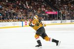 Mar 12, 2026; Las Vegas, Nevada, USA; Vegas Golden Knights center Jack Eichel (9) shoots against the Pittsburgh Penguins during the first period at T-Mobile Arena. Mandatory Credit: Stephen R. Sylvanie-Imagn Images