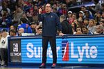 Mar 15, 2026; Philadelphia, Pennsylvania, USA; Philadelphia 76ers head coach Nick Nurse against the Portland Trail Blazers during the first half at Xfinity Mobile Arena. Mandatory Credit: Eric Hartline-Imagn Images