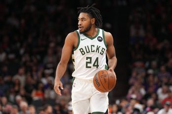 Mar 21, 2026; Phoenix, Arizona, USA; Milwaukee Bucks guard Cam Thomas (24) during the second half at Mortgage Matchup Center. Mandatory Credit: Joe Camporeale-Imagn Images