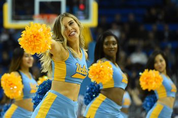 Dec 14, 2016; Los Angeles, CA, USA; UCLA Bruins cheerleaders perform during the game against the UC Santa Barbara Gauchos at Pauley Pavilion. UCLA won 102-62. Mandatory Credit: Jayne Kamin-Oncea-Imagn Images