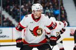 Mar 9, 2026; Vancouver, British Columbia, CAN; Ottawa Senators forward Lars Eller (89) during a stop in play against the Vancouver Canucks in the second period at Rogers Arena. Mandatory Credit: Bob Frid-Imagn Images