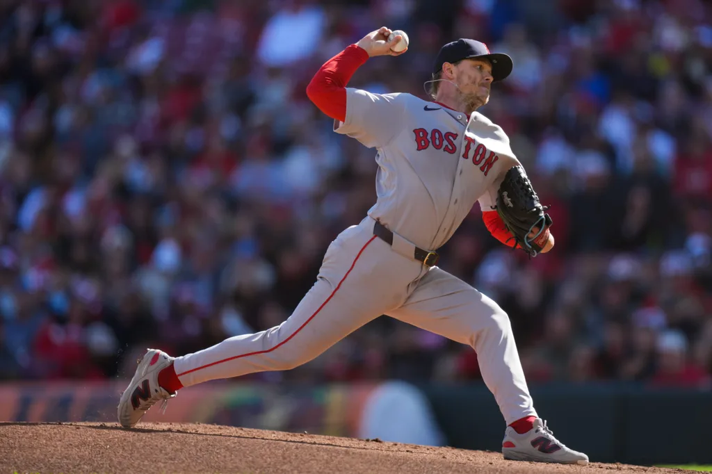 Mar 28, 2026; Cincinnati, Ohio, USA; Boston Red Sox pitcher Sonny Gray (54) throws against the Cincinnati Reds in the second inning at Great American Ball Park. Mandatory Credit: Aaron Doster-Imagn Images