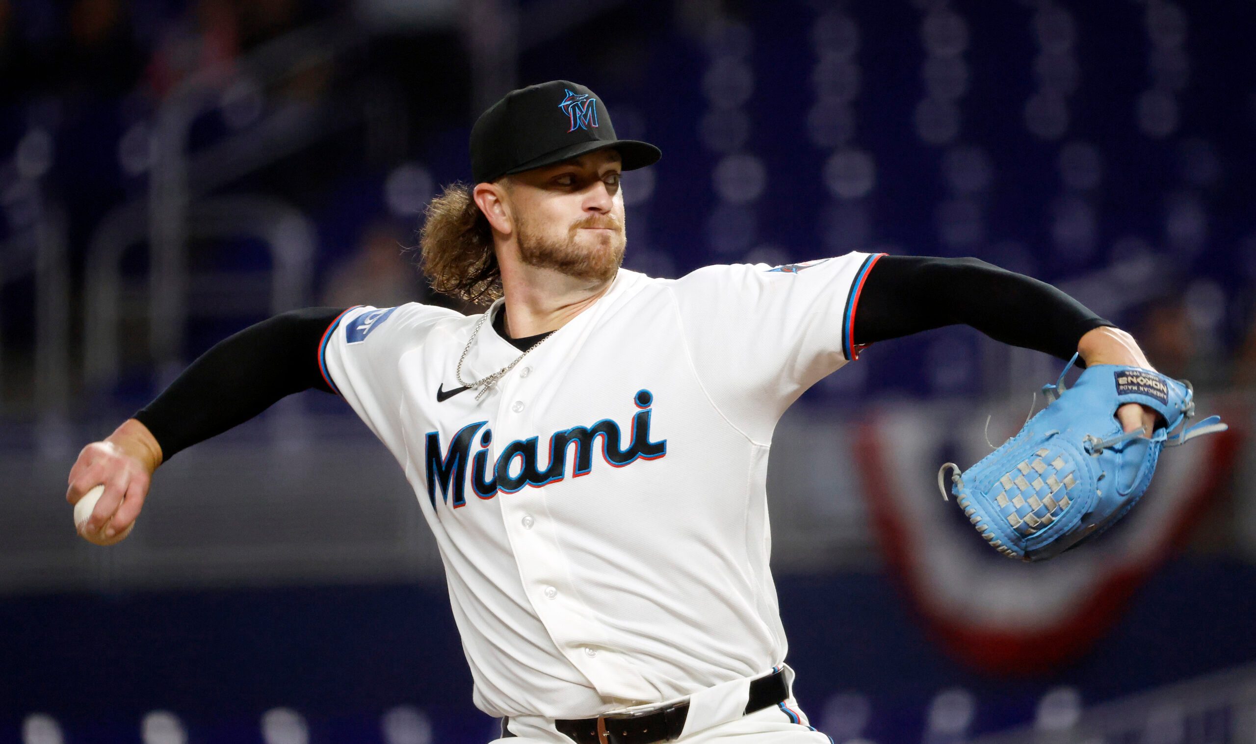 Mar 30, 2026; Miami, Florida, USA;  Miami Marlins starting pitcher Chris Paddack (33) pitches against the Chicago White Sox during the first inning at loanDepot Park. Mandatory Credit: Rhona Wise-Imagn Images