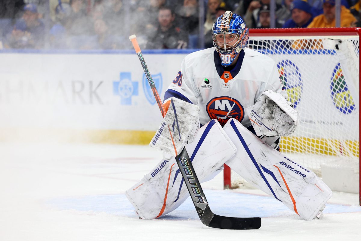 Mar 31, 2026; Buffalo, New York, USA;  New York Islanders goaltender Ilya Sorokin (30) looks for the puck during the second period against the Buffalo Sabres at KeyBank Center. Mandatory Credit: Timothy T. Ludwig-Imagn Images