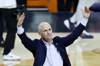 Apr 4, 2026; Indianapolis, IN, USA; UConn Huskies head coach Dan Hurley celebrates after defeating the Illinois Fighting Illini in a semifinal of the Final Four of the men's 2026 NCAA Tournament at Lucas Oil Stadium. Mandatory Credit: Trevor Ruszkowski-Imagn Images