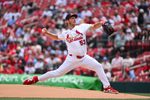 Apr 12, 2026; St. Louis, Missouri, USA; St. Louis Cardinals starting pitcher Andre Pallante (53) pitches against the Boston Red Sox during the first inning at Busch Stadium. Mandatory Credit: Jeff Curry-Imagn Images