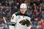 Apr 13, 2026; St. Louis, Missouri, USA; Minnesota Wild defenseman Viking Gustafsson-Nyberg (6) looks on in his NHL debut against the St. Louis Blues in the second period at Enterprise Center. Mandatory Credit: Joe Puetz-Imagn Images