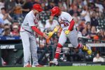 Apr 17, 2026; Houston, Texas, USA; St. Louis Cardinals designated hitter Ivan Herrera (48) celebrates with third base coach Ron 'pop' Warner (75) after hitting a home run during the eighth inning against the Houston Astros at Daikin Park. Mandatory Credit: Troy Taormina-Imagn Images