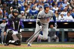 Apr 18, 2026; Denver, Colorado, USA; Los Angeles Dodgers designated hitter Shohei Ohtani (17) grounds out during the third inning against the Colorado Rockies at Coors Field. Mandatory Credit: Christopher Hanewinckel-Imagn Images