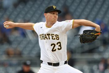 Apr 19, 2026; Pittsburgh, Pennsylvania, USA;  Pittsburgh Pirates starting pitcher Mitch Keller (23) delivers a pitch against the Tampa Bay Rays during the first inning at PNC Park. Mandatory Credit: Charles LeClaire-Imagn Images