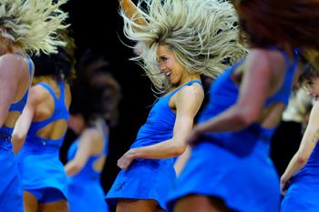 Apr 20, 2026; Denver, Colorado, USA; Denver Nuggets dancers perform in the second half against the Minnesota Timberwolves during game two of the first round of the 2026 NBA Playoffs at Ball Arena. Mandatory Credit: Ron Chenoy-Imagn Images
