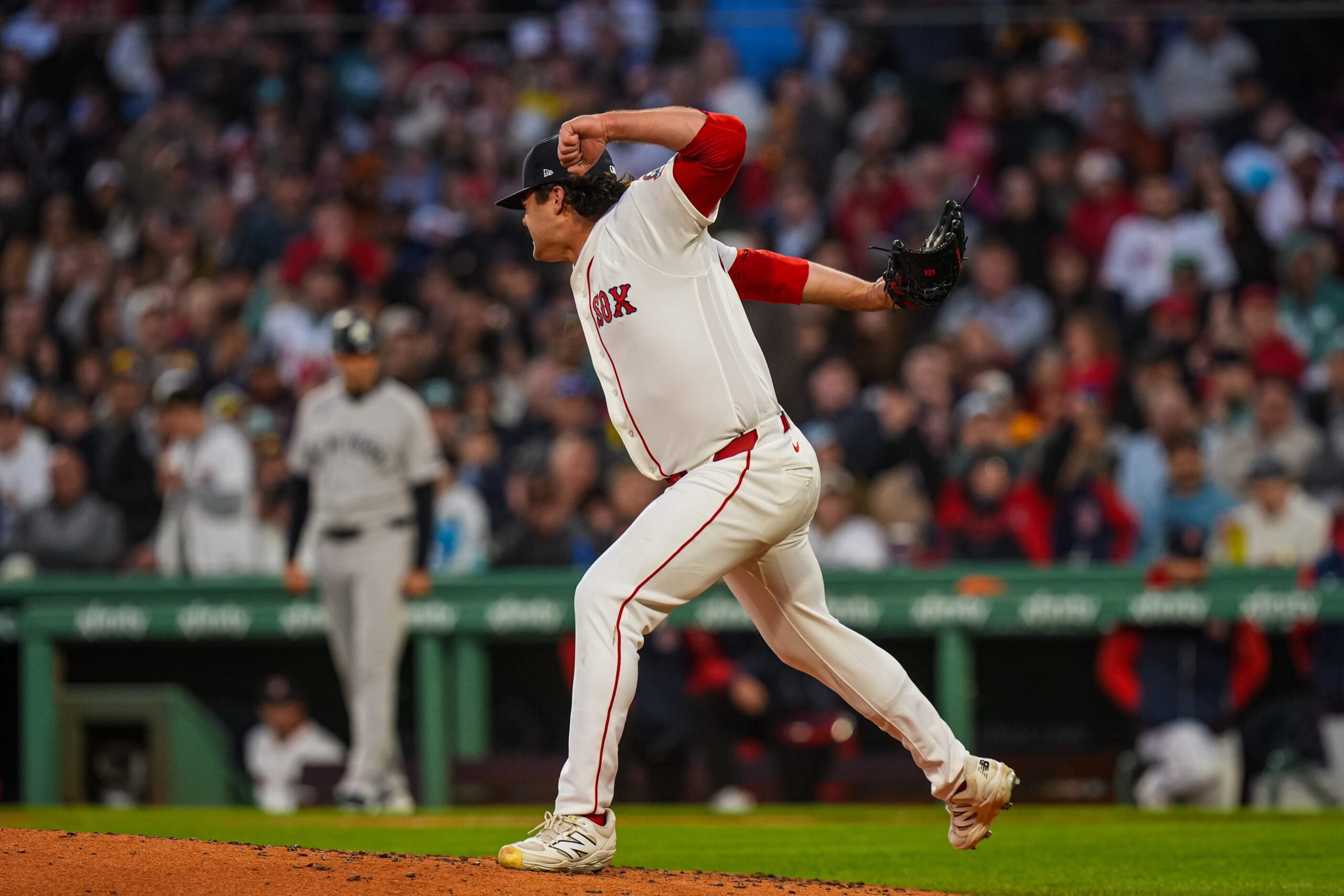 Apr 23, 2026; Boston, Massachusetts, USA; Boston Red Sox pitcher Payton Tolle (70) react after striking out the side against the New York Yankees in the sixth inning at Fenway Park. Mandatory Credit: David Butler II-Imagn Images