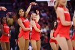 Apr 24, 2026; Houston, Texas, USA; Houston Rockets dancers performm during game three of the first round of the 2026 NBA Playoffs against the Los Angeles Lakers at Toyota Center. Mandatory Credit: Troy Taormina-Imagn Images