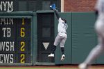 Apr 25, 2026; San Francisco, California, USA; Miami Marlins right fielder Heriberto Hernandez (13) catches a fly ball against the San Francisco Giants during the eighth inning at Oracle Park. Mandatory Credit: Darren Yamashita-Imagn Images