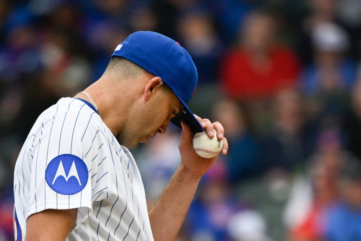 Mar 26, 2026; Chicago, Illinois, USA; Chicago Cubs pitcher Matthew Boyd (16) waits to pitch first inning against the Washington Nationals at Wrigley Field. Mandatory Credit: Matt Marton-Imagn Images