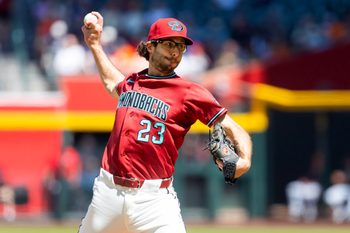 Apr 1, 2026; Phoenix, Arizona, USA; Arizona Diamondbacks pitcher Zac Gallen in the first inning against the Detroit Tigers at Chase Field. Mandatory Credit: Mark J. Rebilas-Imagn Images