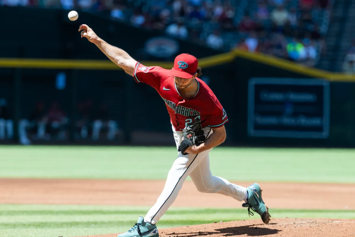 Apr 1, 2026; Phoenix, Arizona, USA; Arizona Diamondbacks pitcher Zac Gallen in the second inning against the Detroit Tigers at Chase Field. Mandatory Credit: Mark J. Rebilas-Imagn Images