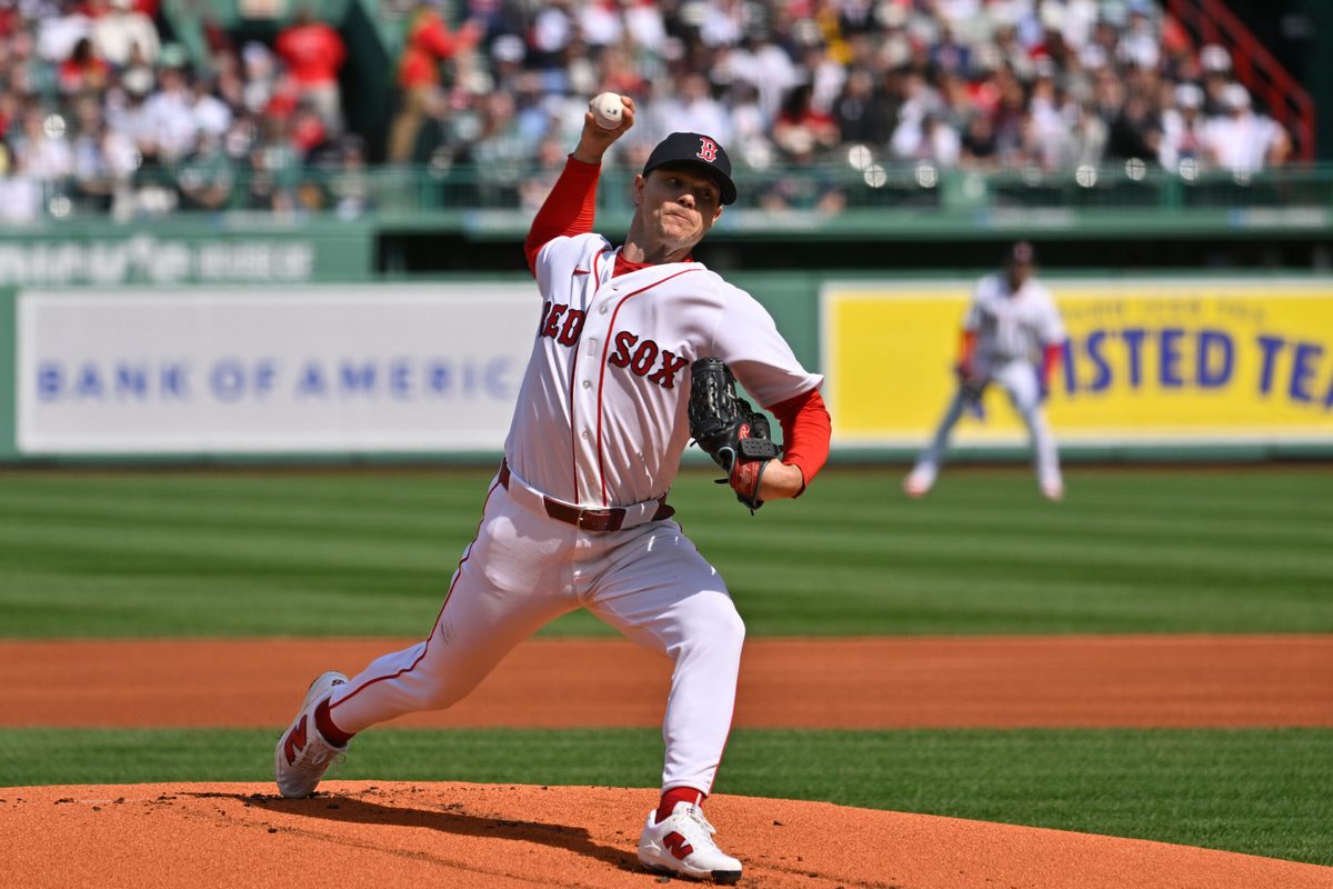 Apr 3, 2026; Boston, Massachusetts, USA; Boston Red Sox starting pitcher Sonny Gray (54) pitches against the San Diego Padres during the first inning at Fenway Park. Mandatory Credit: Eric Canha-Imagn Images