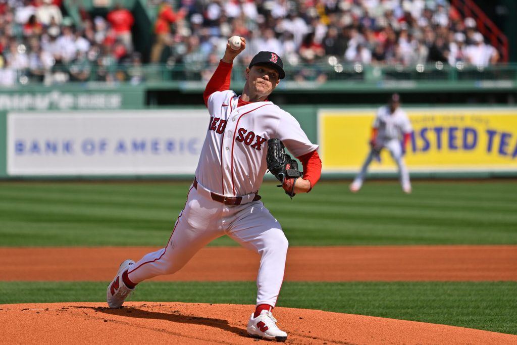 Apr 3, 2026; Boston, Massachusetts, USA; Boston Red Sox starting pitcher Sonny Gray (54) pitches against the San Diego Padres during the first inning at Fenway Park. Mandatory Credit: Eric Canha-Imagn Images