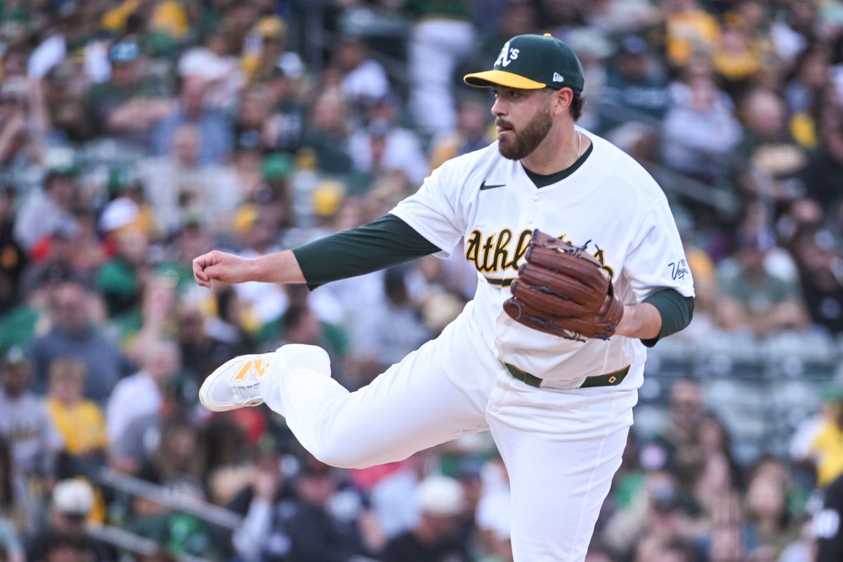 Apr 17, 2026; West Sacramento, California, USA; Athletics pitcher Aaron Civale (45) throws a pitch against the Chicago White Sox during the first inning at Sutter Health Park. Mandatory Credit: Ed Szczepanski-Imagn Images