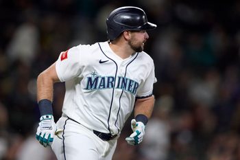 Apr 21, 2026; Seattle, Washington, USA; Seattle Mariners catcher Cal Raleigh (29) reacts after hitting a solo home run during the fifth inning against the Athletics at T-Mobile Park. Mandatory Credit: John Froschauer-Imagn Images