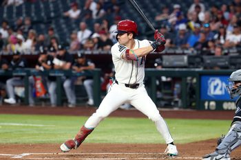 Apr 21, 2026; Phoenix, Arizona, USA; Arizona Diamondbacks outfielder Corbin Carroll (7) against the Chicago White Sox at Chase Field. Mandatory Credit: Mark J. Rebilas-Imagn Images