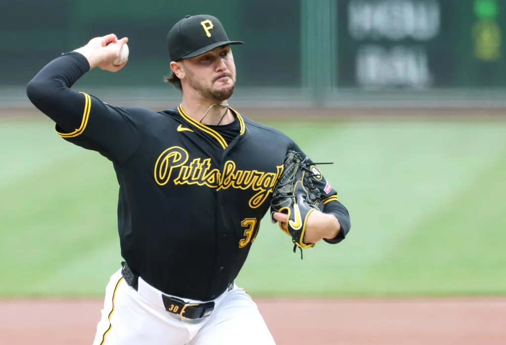 Apr 30, 2026; Pittsburgh, Pennsylvania, USA; Pittsburgh Pirates starting pitcher Paul Skenes (30) delivers a pitch against the St. Louis Cardinals during the first inning at PNC Park. Mandatory Credit: Charles LeClaire-Imagn Images