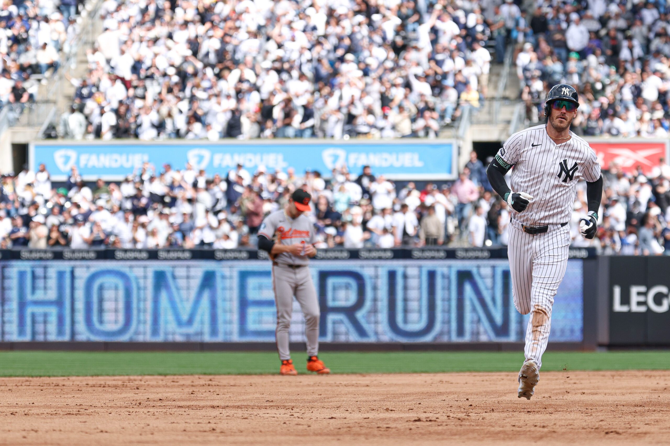 May 2, 2026; Bronx, New York, USA; New York Yankees left fielder Cody Bellinger (35) rounds the bases  after hitting a solo home run during the fifth inning against the Baltimore Orioles at Yankee Stadium. Mandatory Credit: Vincent Carchietta-Imagn Images
