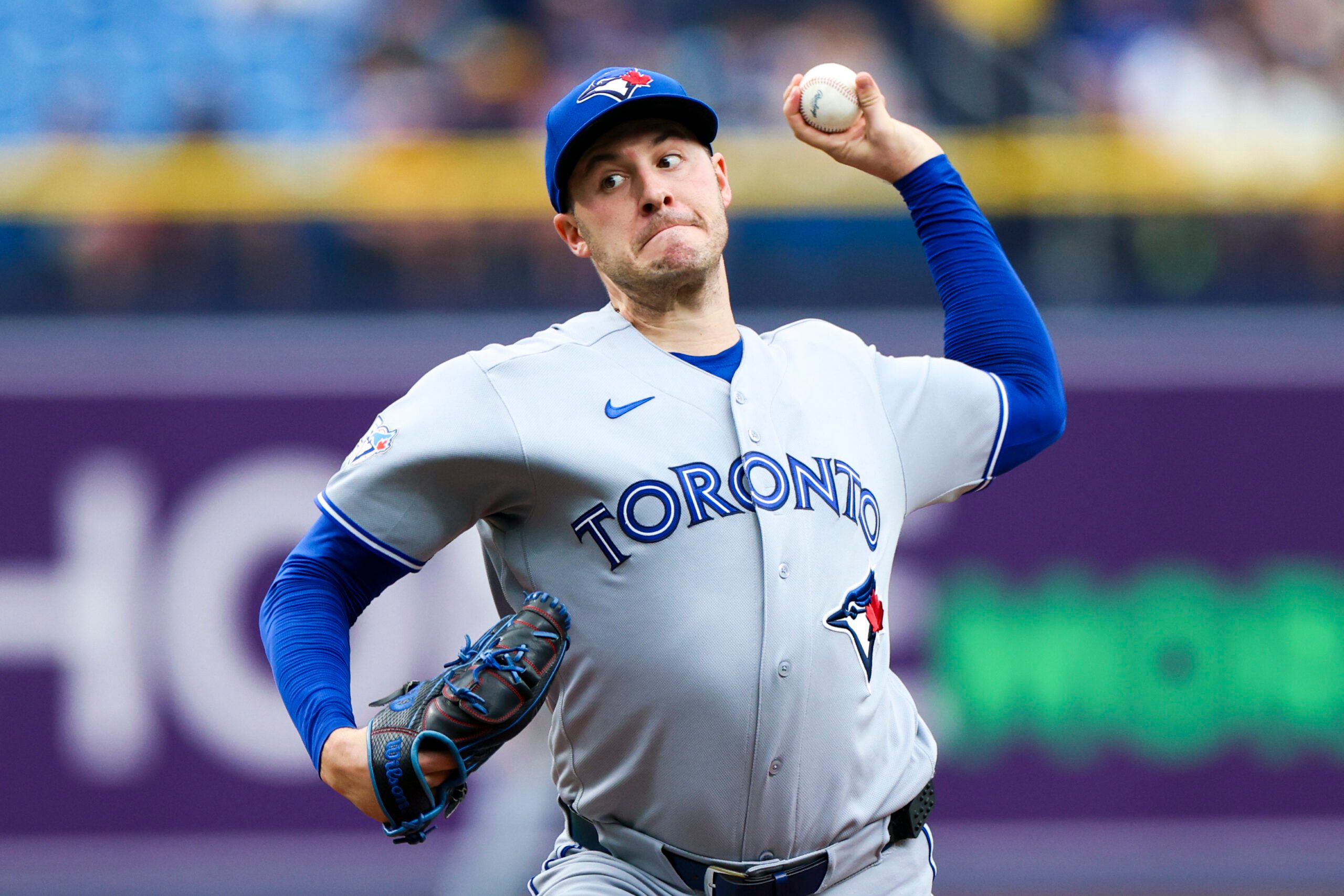May 6, 2026; St. Petersburg, Florida, USA; Toronto Blue Jays starting pitcher Patrick Corbin (46) throws a pitch against the Tampa Bay Rays in the first inning at Tropicana Field. Mandatory Credit: Nathan Ray Seebeck-Imagn Images