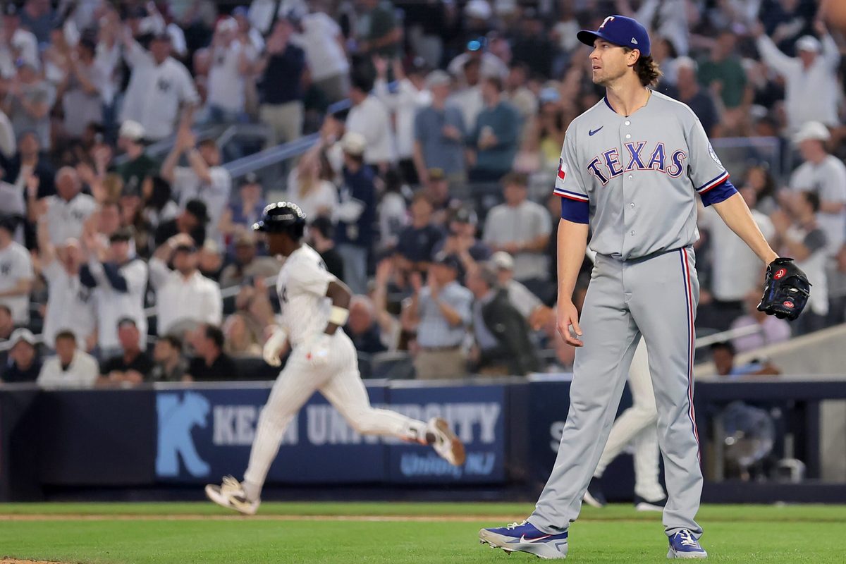 May 5, 2026; Bronx, New York, USA; New York Yankees second baseman Jazz Chisholm Jr. (13) rounds the bases after hitting a solo home run against Texas Rangers starting pitcher Jacob deGrom (48) during the sixth inning at Yankee Stadium. Mandatory Credit: Brad Penner-Imagn Images